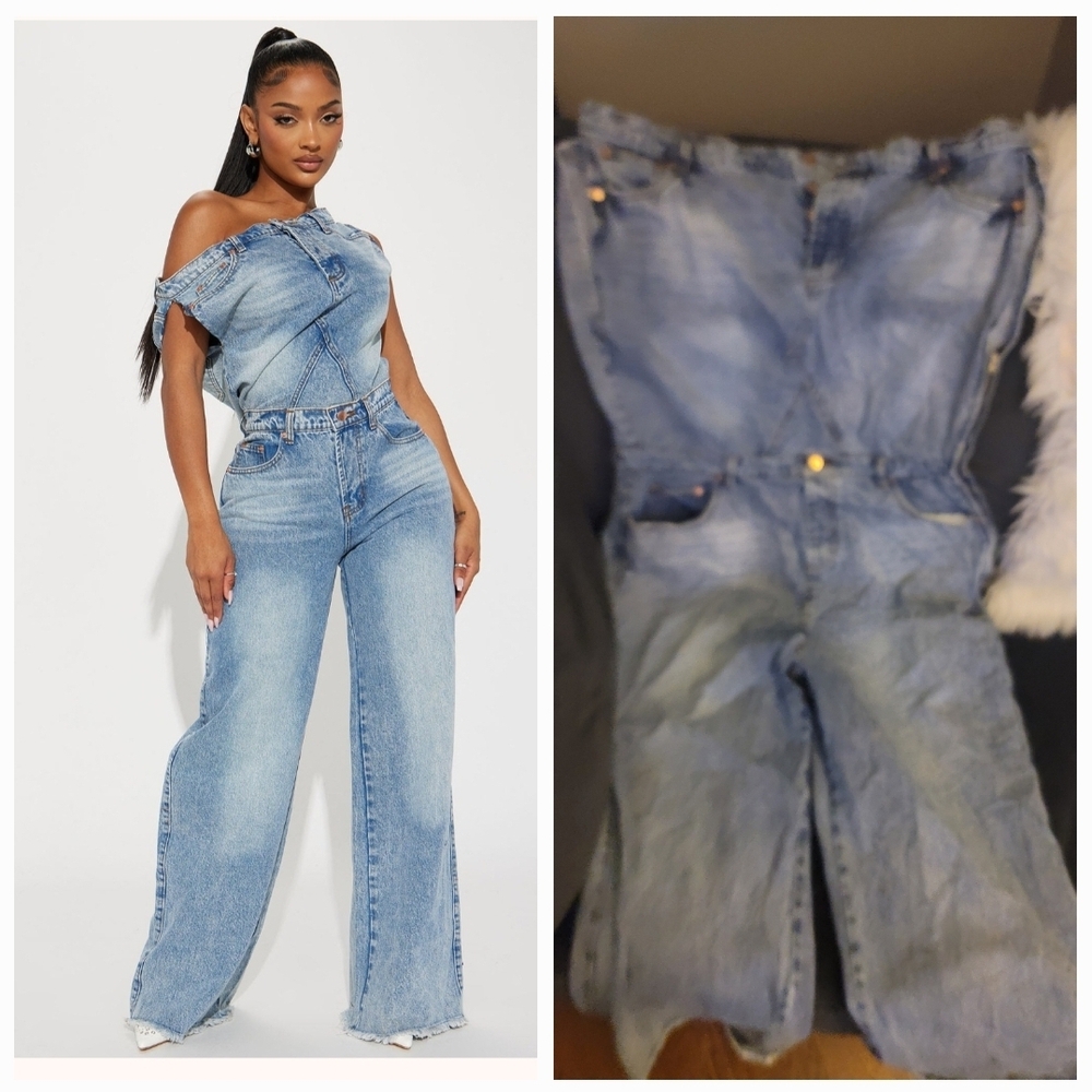 Fashion Nova Blue Denim Jumpsuit